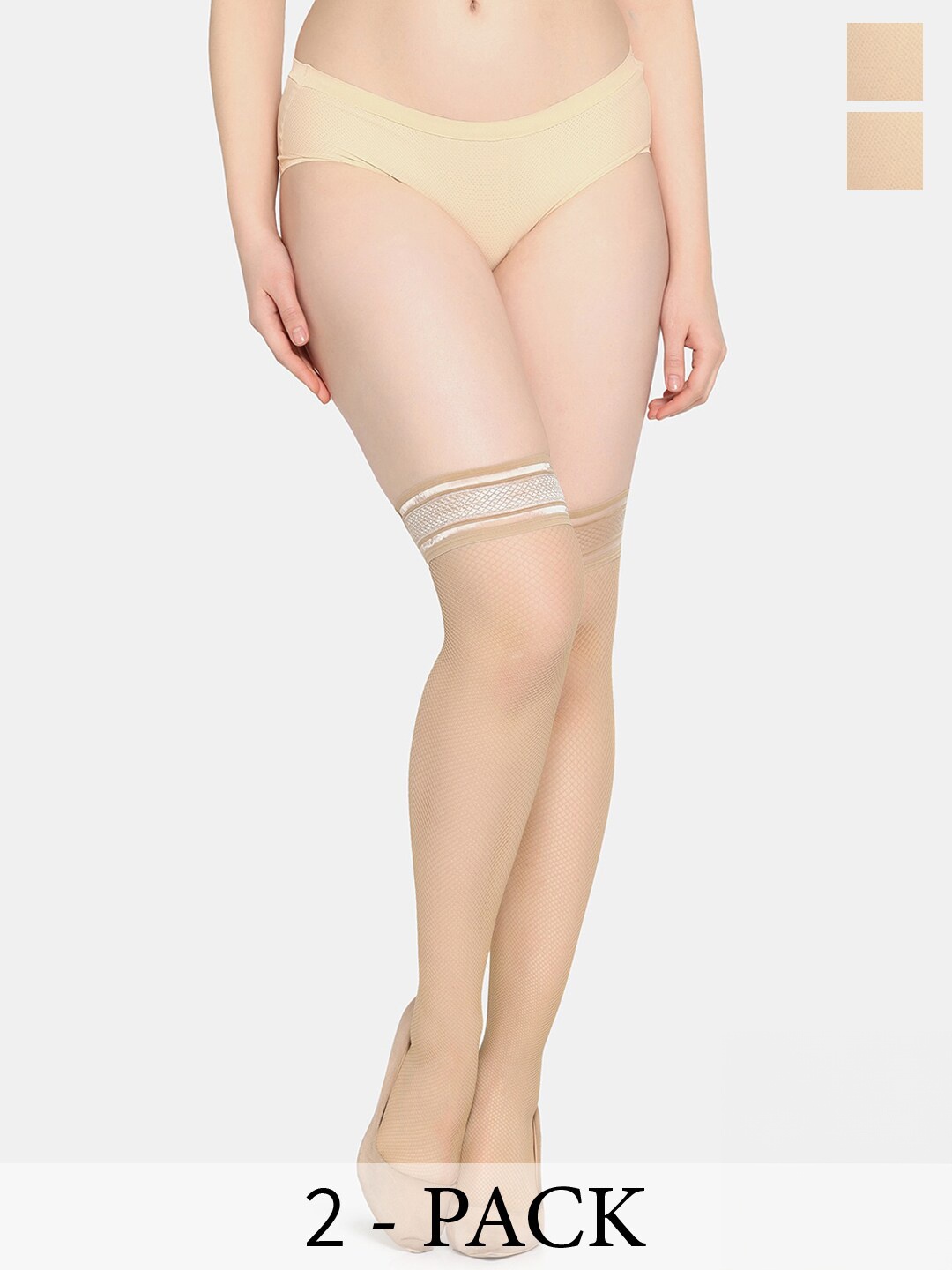 

Da Intimo Pack Of 2 Semi Sheer Net Stockings, Beige