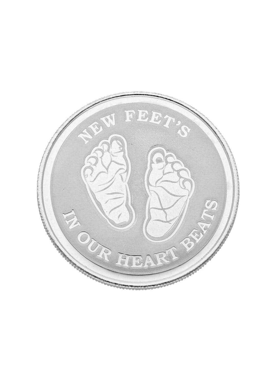 

Sri Jagdamba Pearls Dealer New Born Baby Feets Silver Coin-10 gram