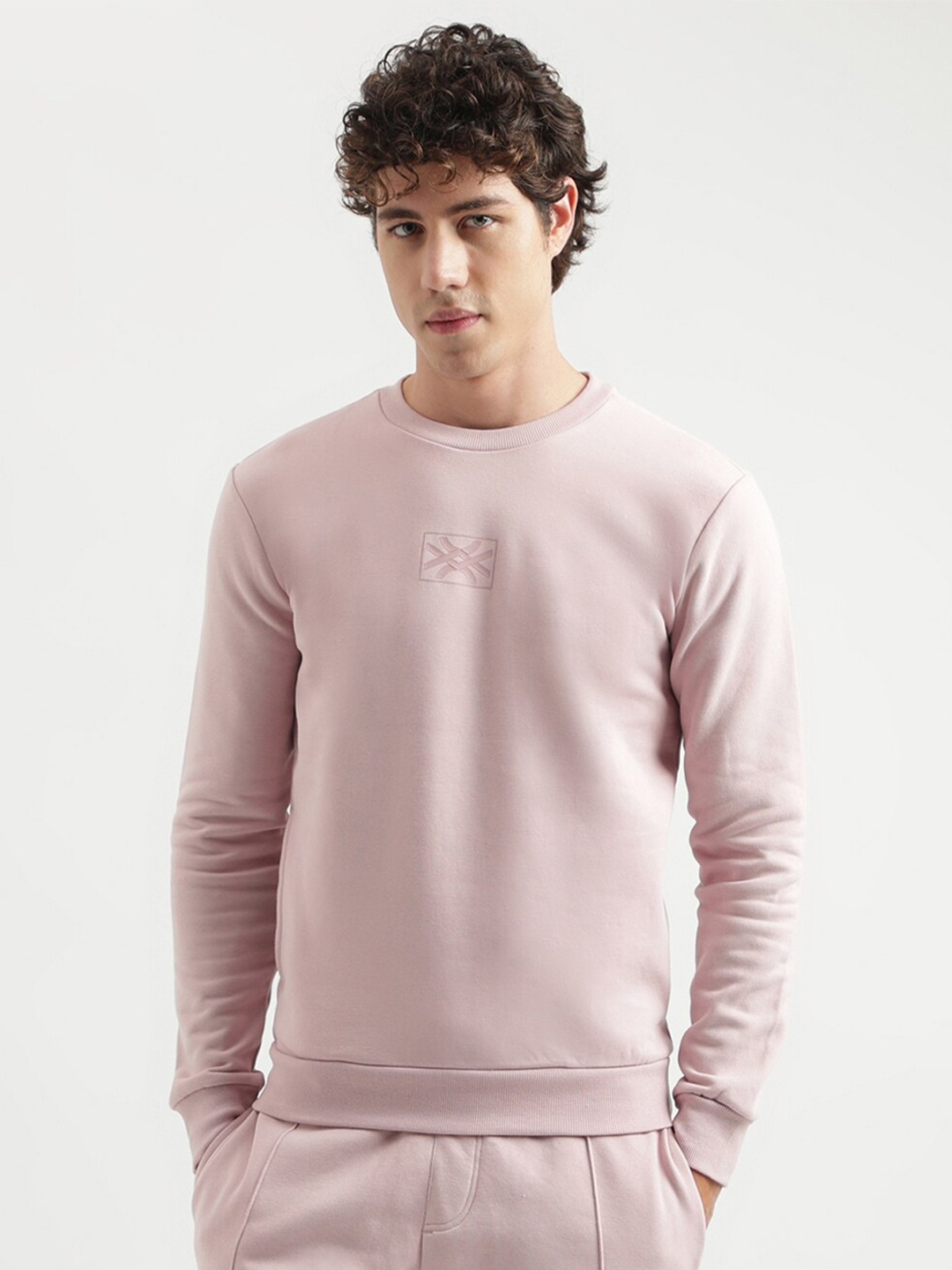 

United Colors of Benetton Round Neck Pullover Sweatshirt, Pink