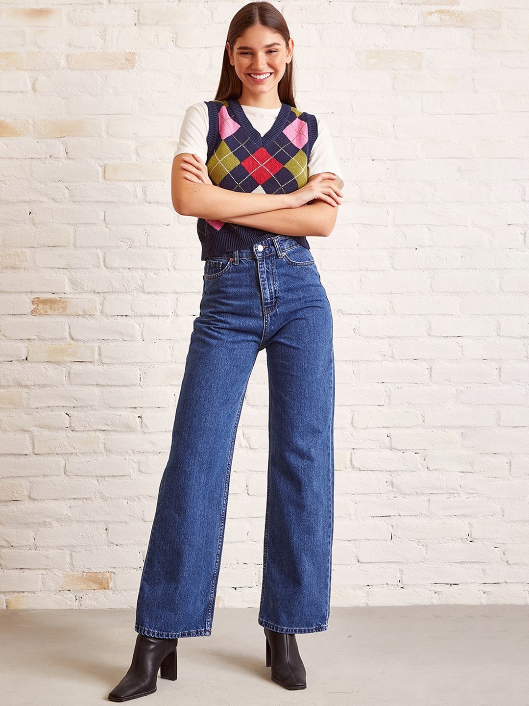 

PRET A TUER Women High Rise Cotton Jeans, Blue