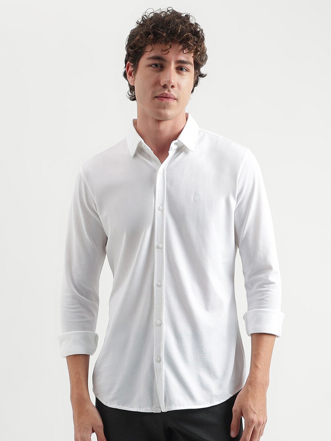 United Colors of Benetton Regular Fit Opaque Casual Shirt, White