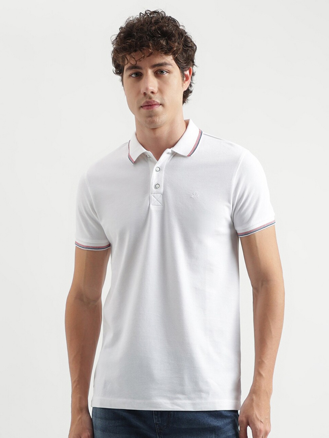 

United Colors of Benetton Polo Collar Pure Cotton Regular T-shirt, White