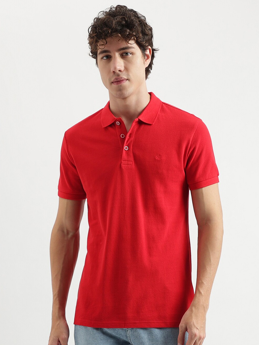 

United Colors of Benetton Polo Collar Cotton T-shirt, Red