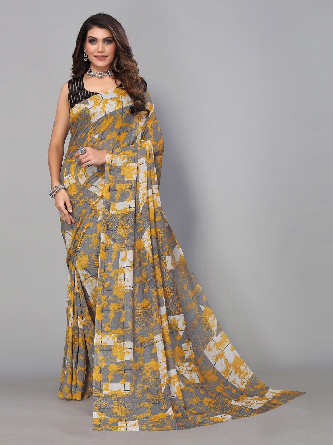 

KALINI Abstract Printed Saree, Grey