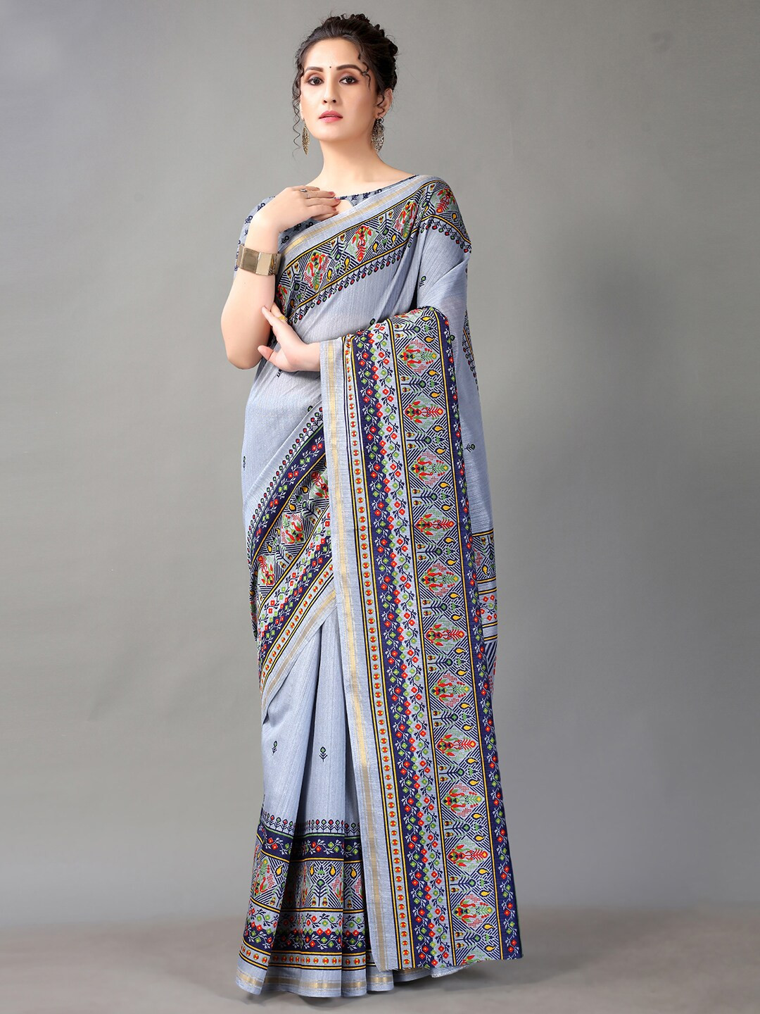 

KALINI Ethnic Motifs Printed Saree, Grey