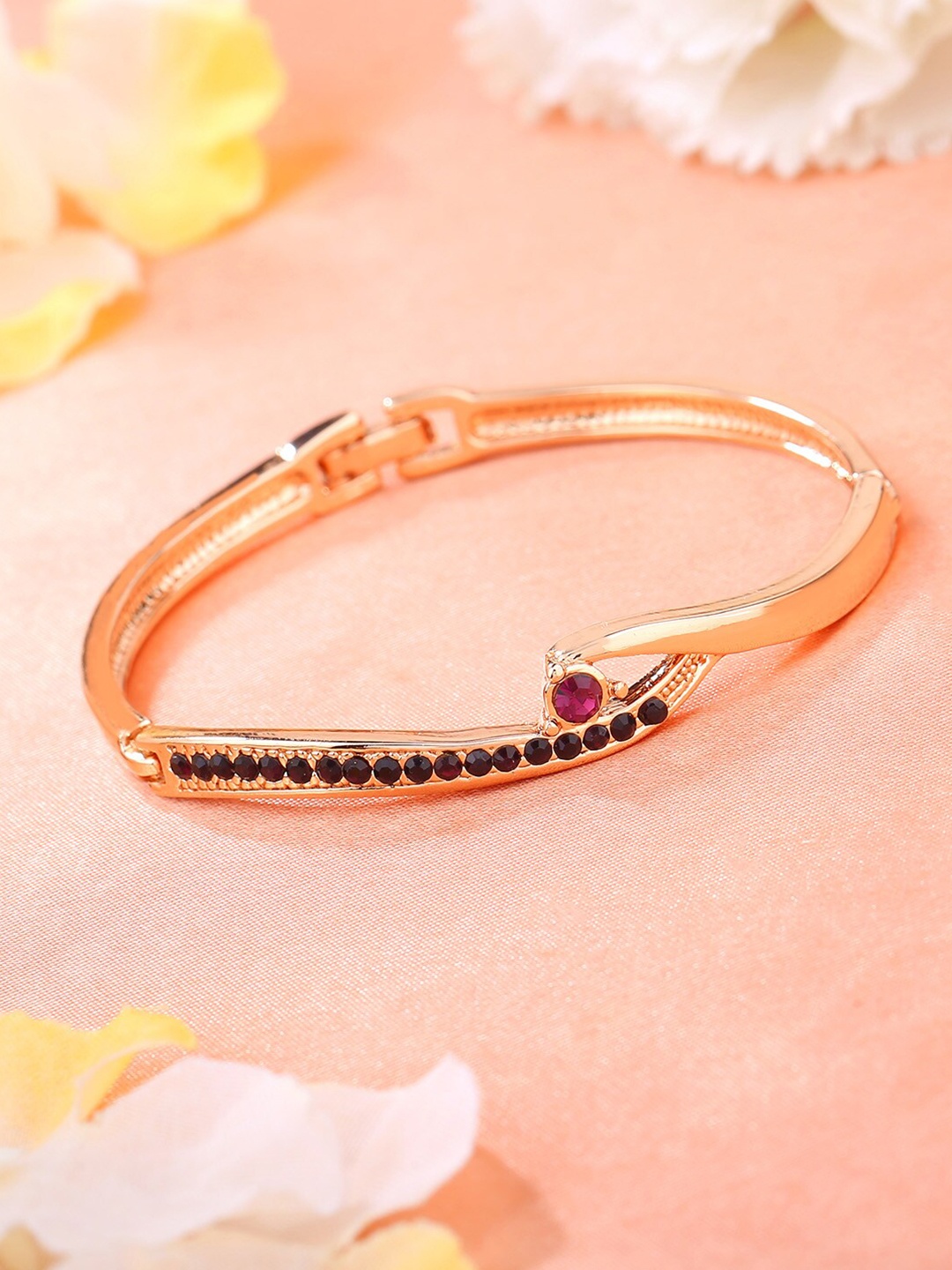 

Estele Crystals Rose Gold-Plated Bangle-Style Bracelet