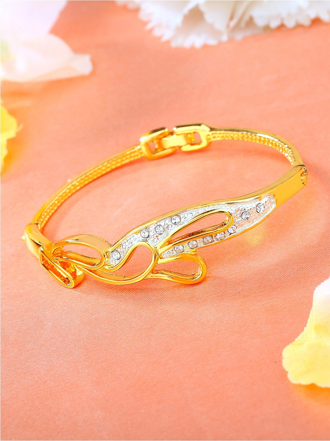 

Estele Gold-Plated Crystal-Studded Bangle-Style Bracelet