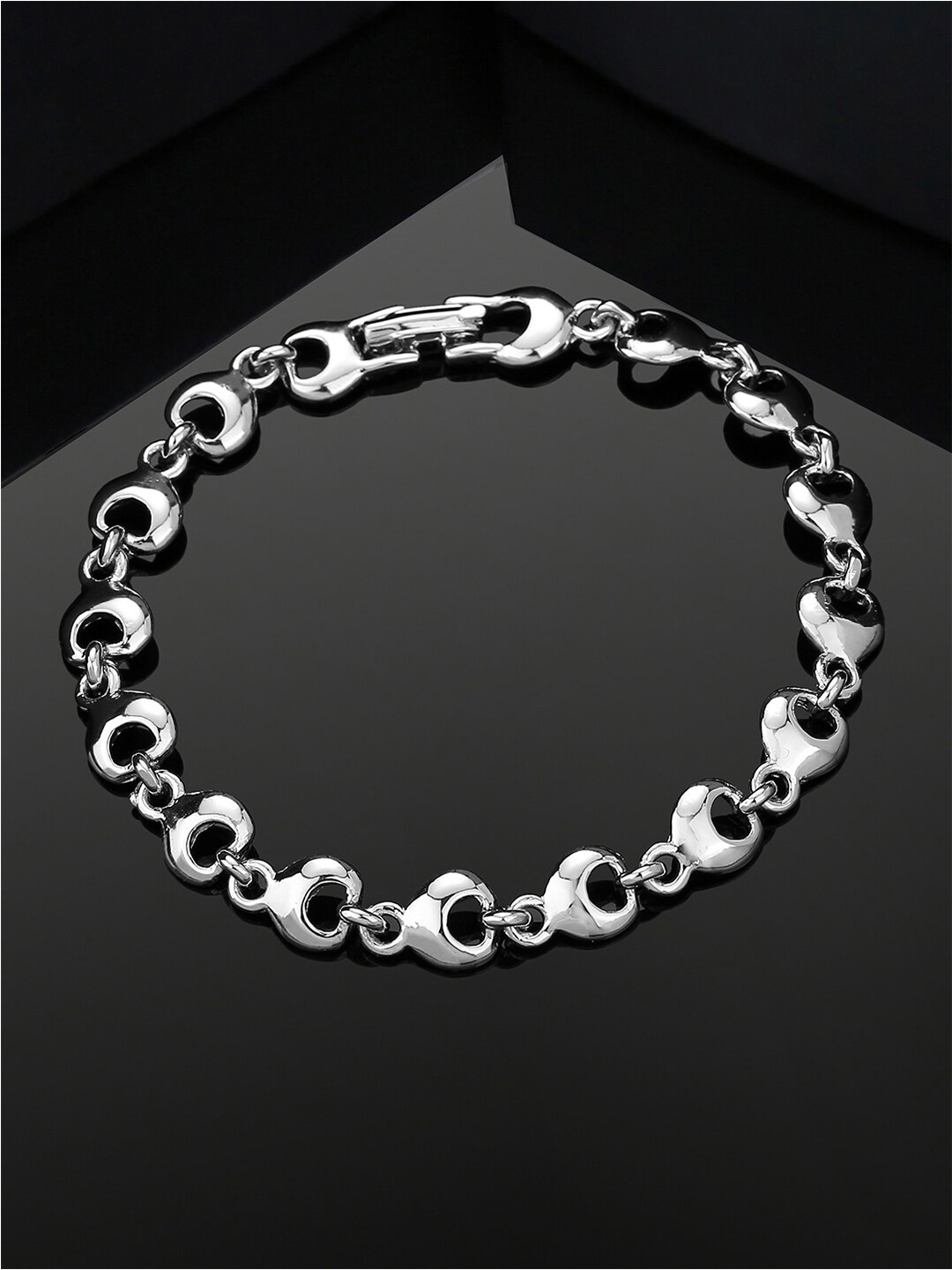

Estele Women Rhodium Plated Link Bracelet, Silver