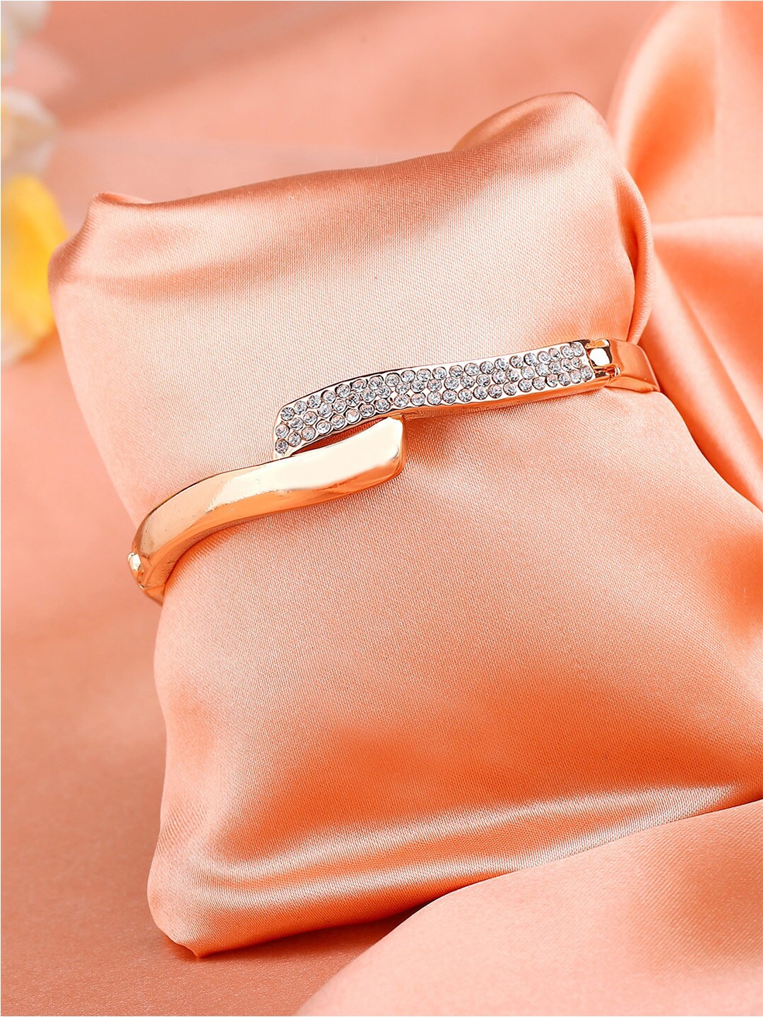 

Estele Women Rose Gold-Plated Crystals Studded Bangle-Style Bracelet