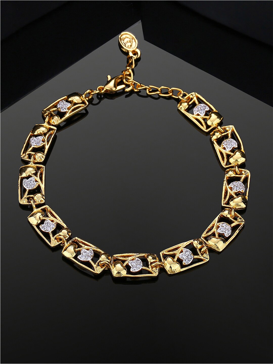 

Estele Gold-Plated Cubic Zirconia-Studded Link Bracelet