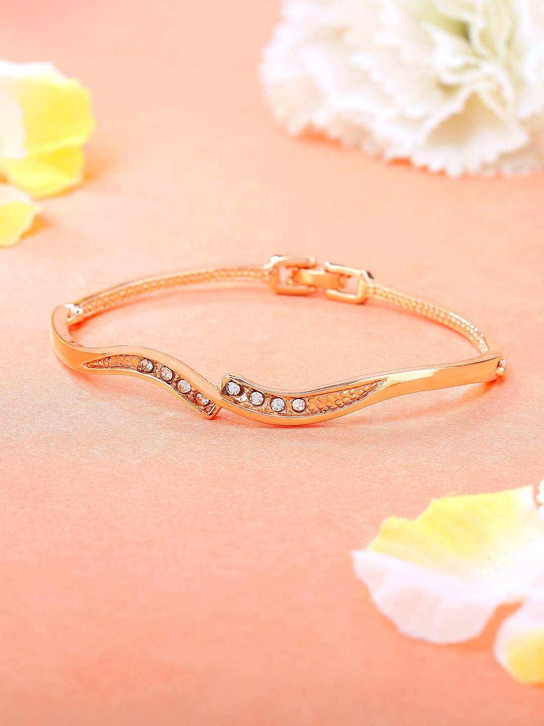 

Estele Women Rose Gold-Plated Crystals Studded Bangle-Style Bracelet