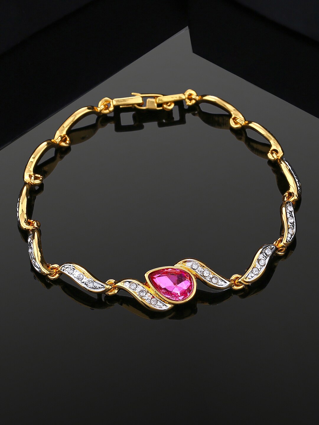 

Estele Gold-Plated Crystal-Studded Link Bracelet