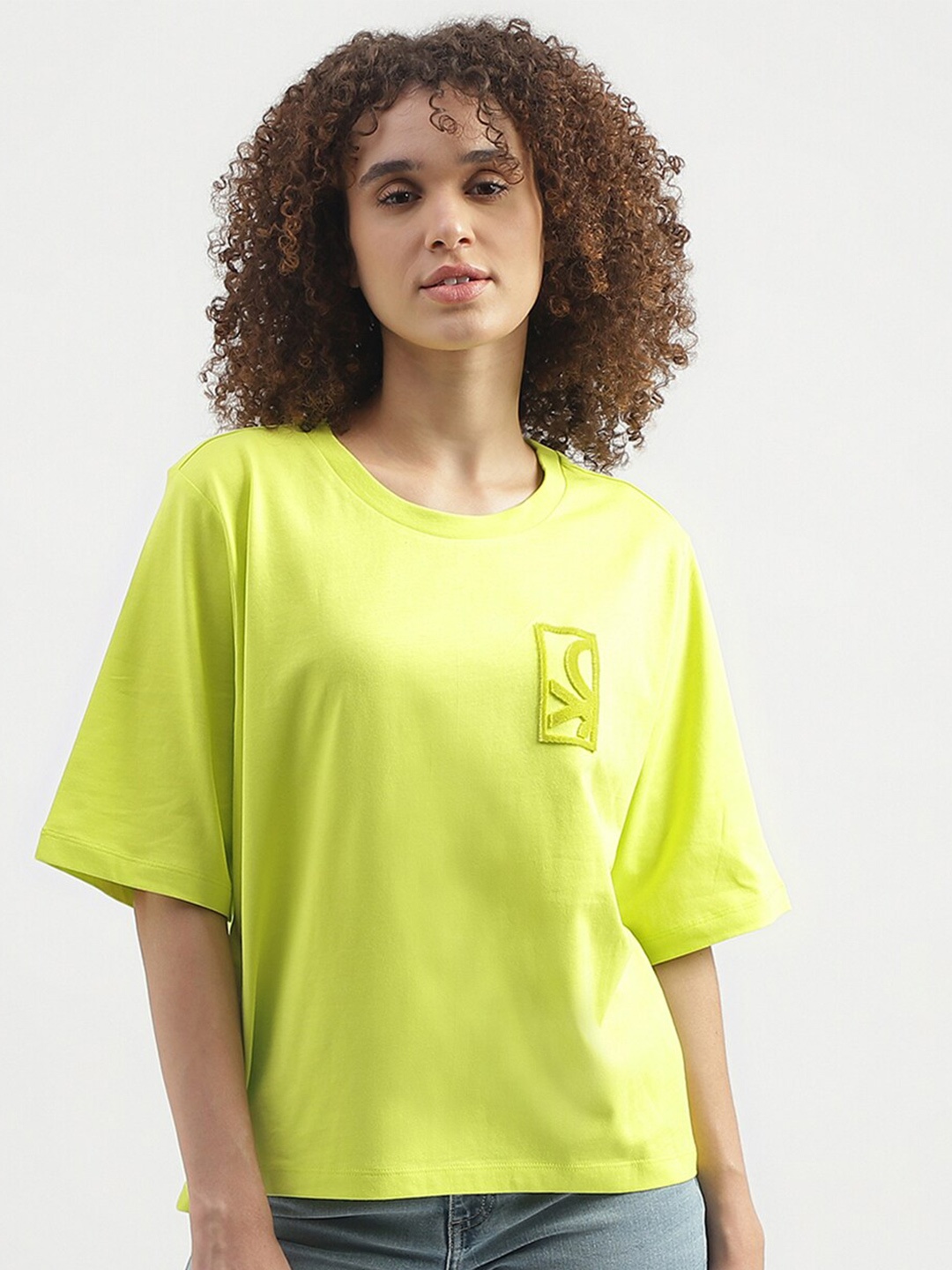 

United Colors of Benetton Round Neck Cotton T-shirt, Green