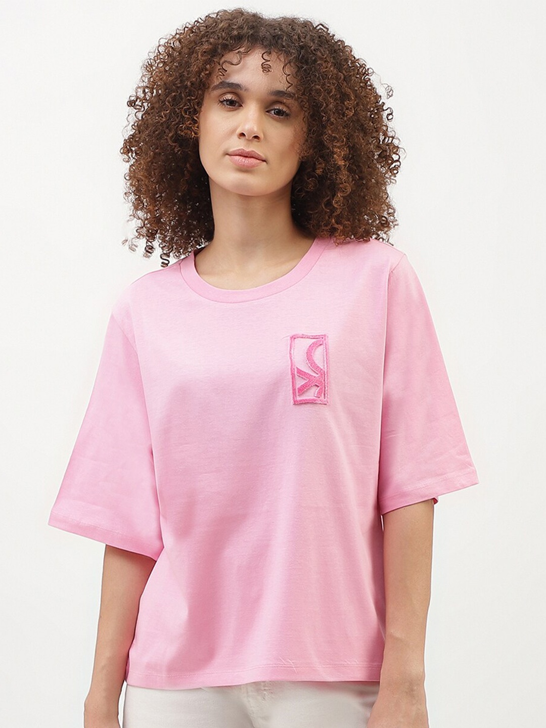 

United Colors of Benetton Round Neck Regular Fit Cotton T-shirt, Pink