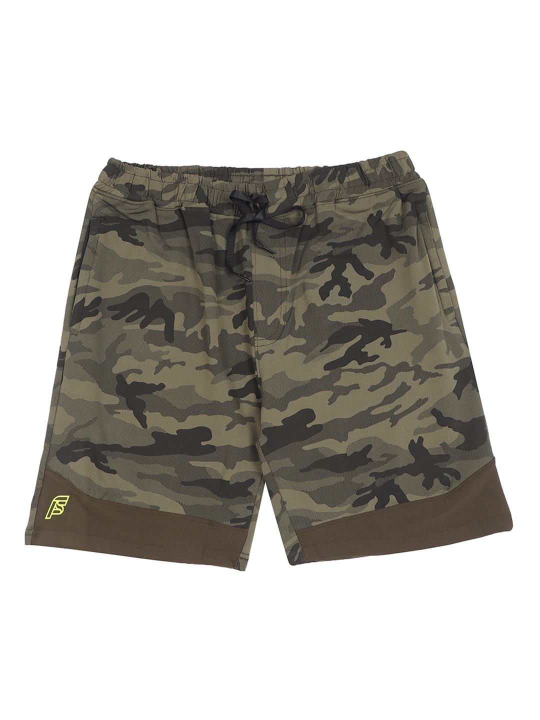 F&S Boys Camouflage Printed Rapid-Dry High-Rise Shorts, Green