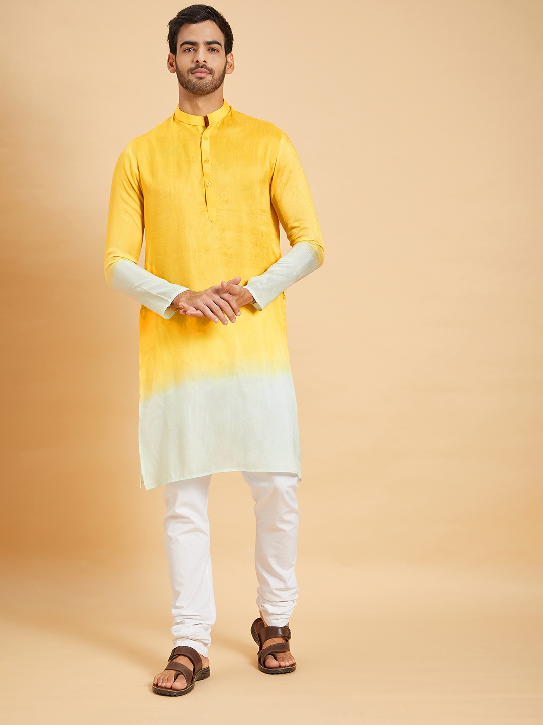 

HILO DESIGN Ombre Dyed Regular Kurta With Pyjamas, Yellow