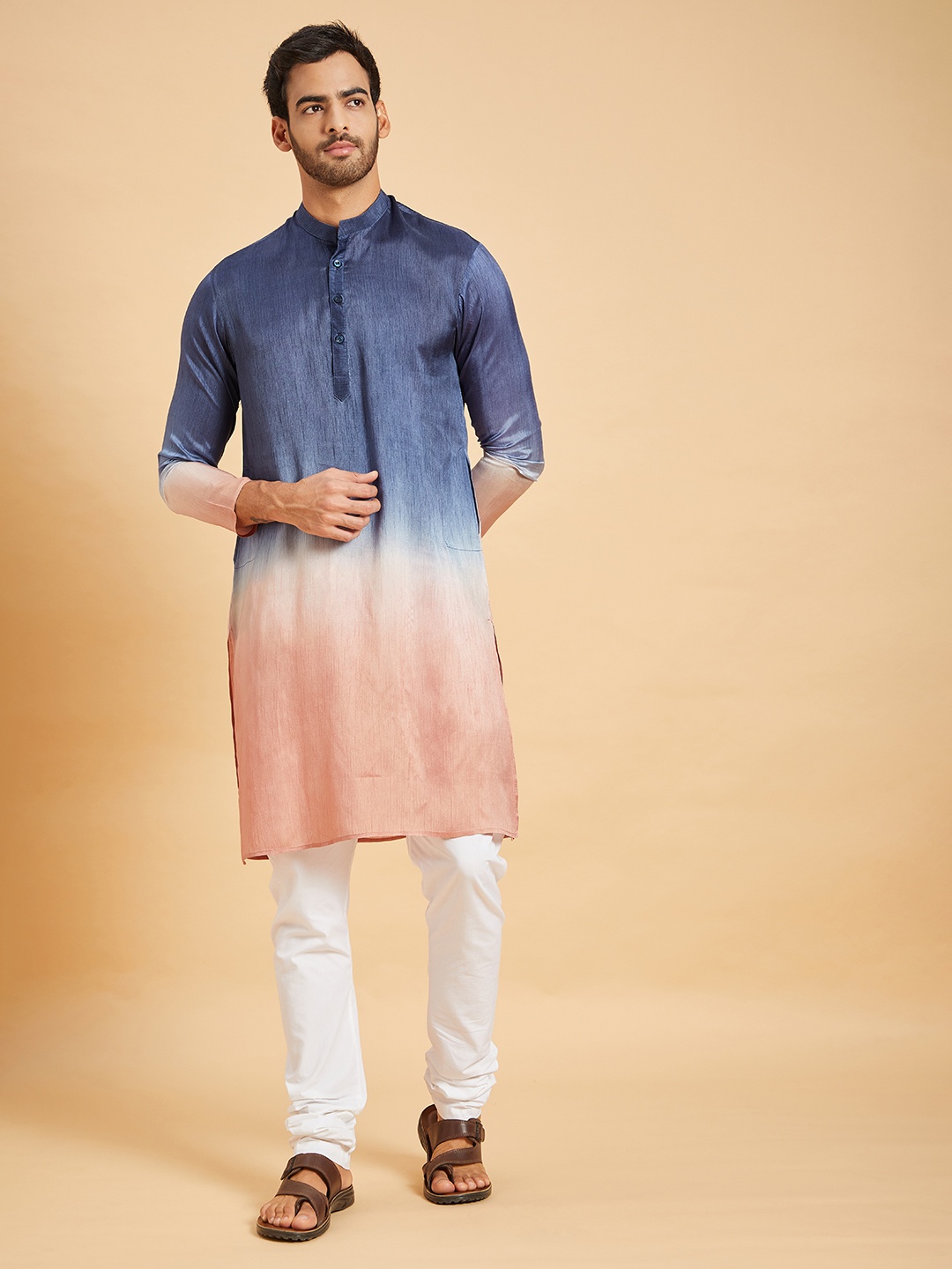 

HILO DESIGN Ombre Dyed Regular Kurta With Pyjamas, Blue