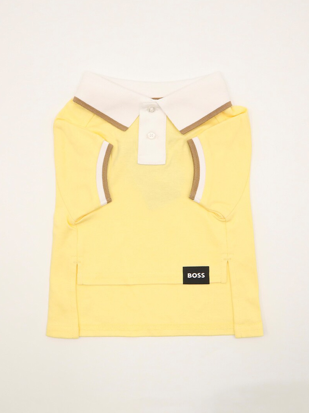 

BOSS Brand Name Printed Polo Collar Pure Cotton Dog T-shirt, Yellow