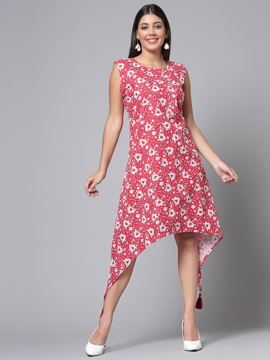 

Molly & Michel Floral Printed Cotton A-Line Dress, Pink