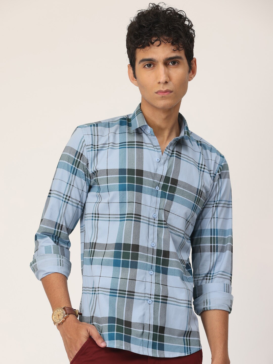 

SmartRAHO Classic Slim Fit Tartan Checked Casual Cotton Shirt, Multi