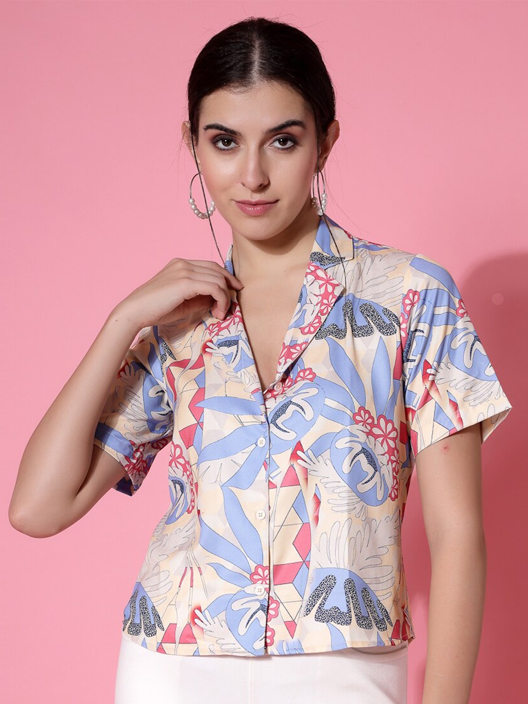 

Wool Trees Floral Printed Casual Shirt, Peach