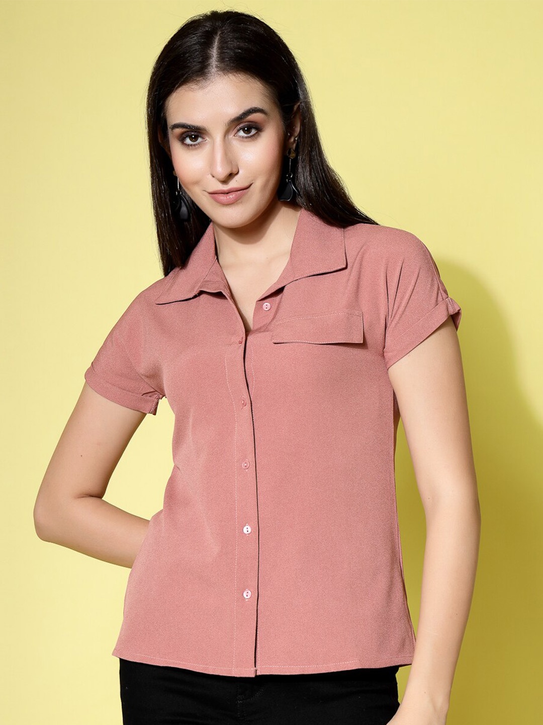 

Wool Trees Spread Collar Casual Shirt, Fuchsia