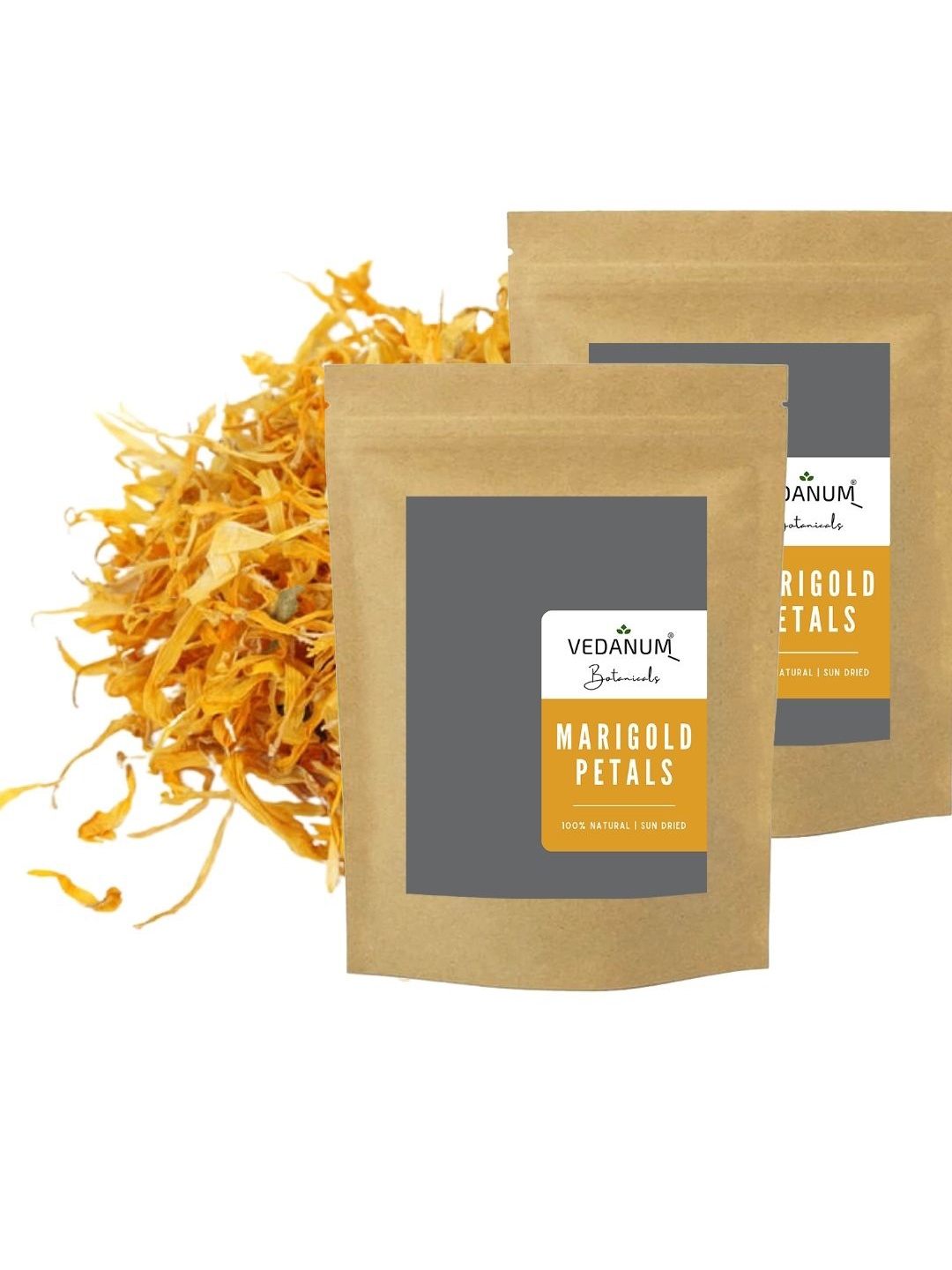 

VEDANUM Pack Of 2 Premium Natural Marigold Petals - 50gm Each, Yellow