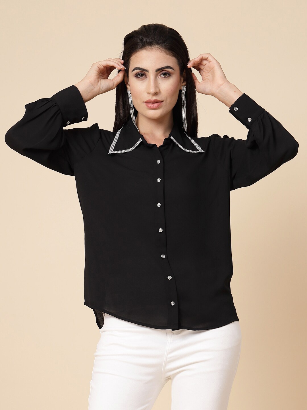

Gipsy Georgette Casual Shirt, Black