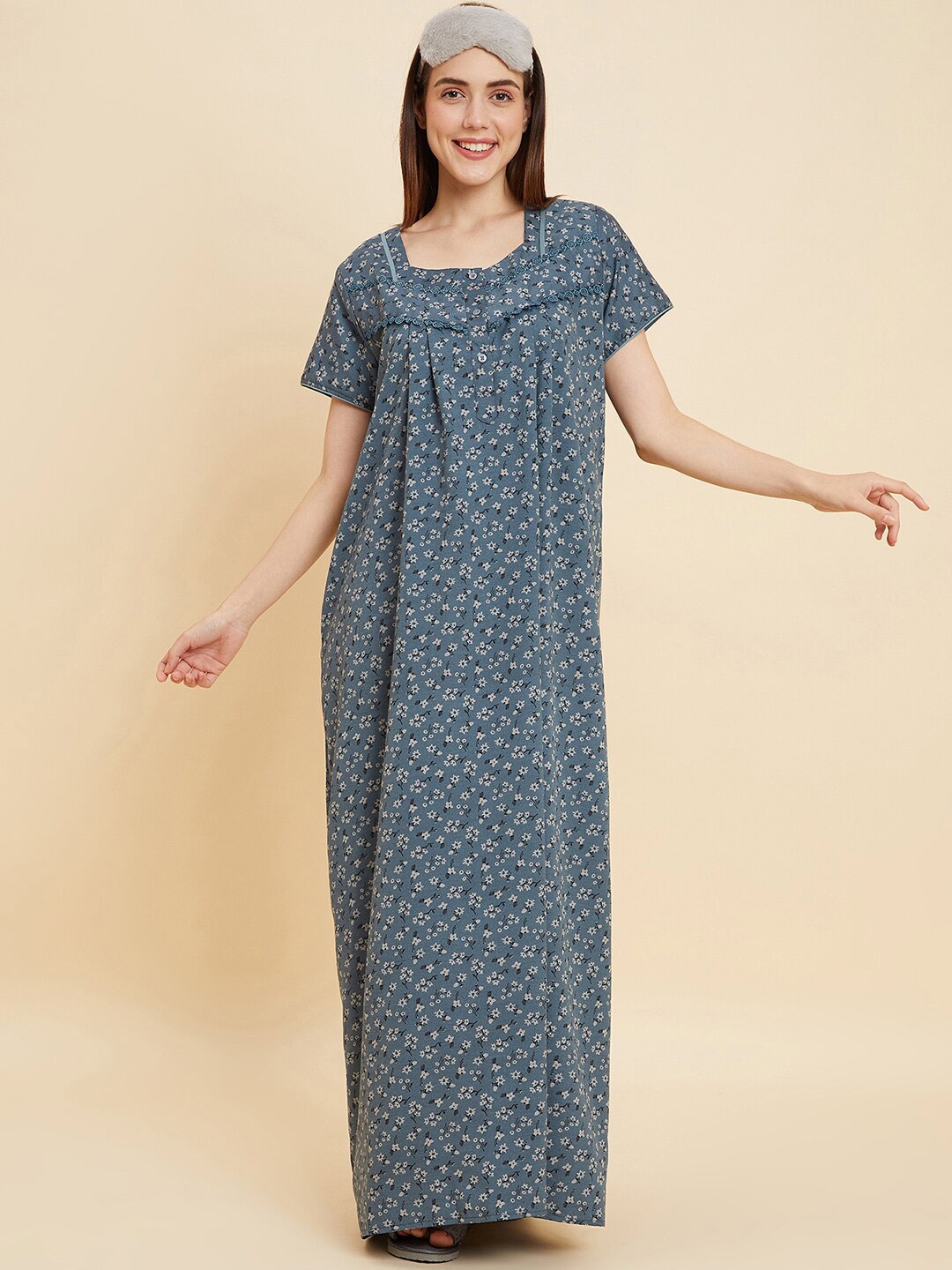

Sweet Dreams Blue Printed Maxi Nightdress
