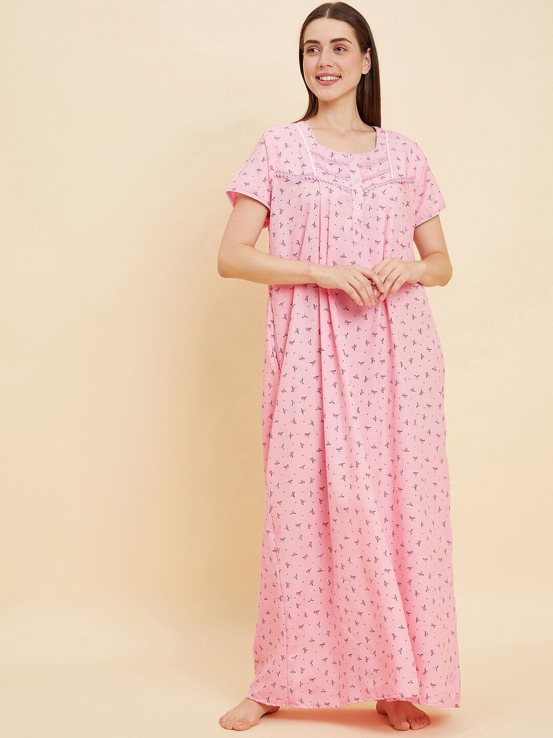 

Sweet Dreams Pink Floral Printed Maxi Nightdress