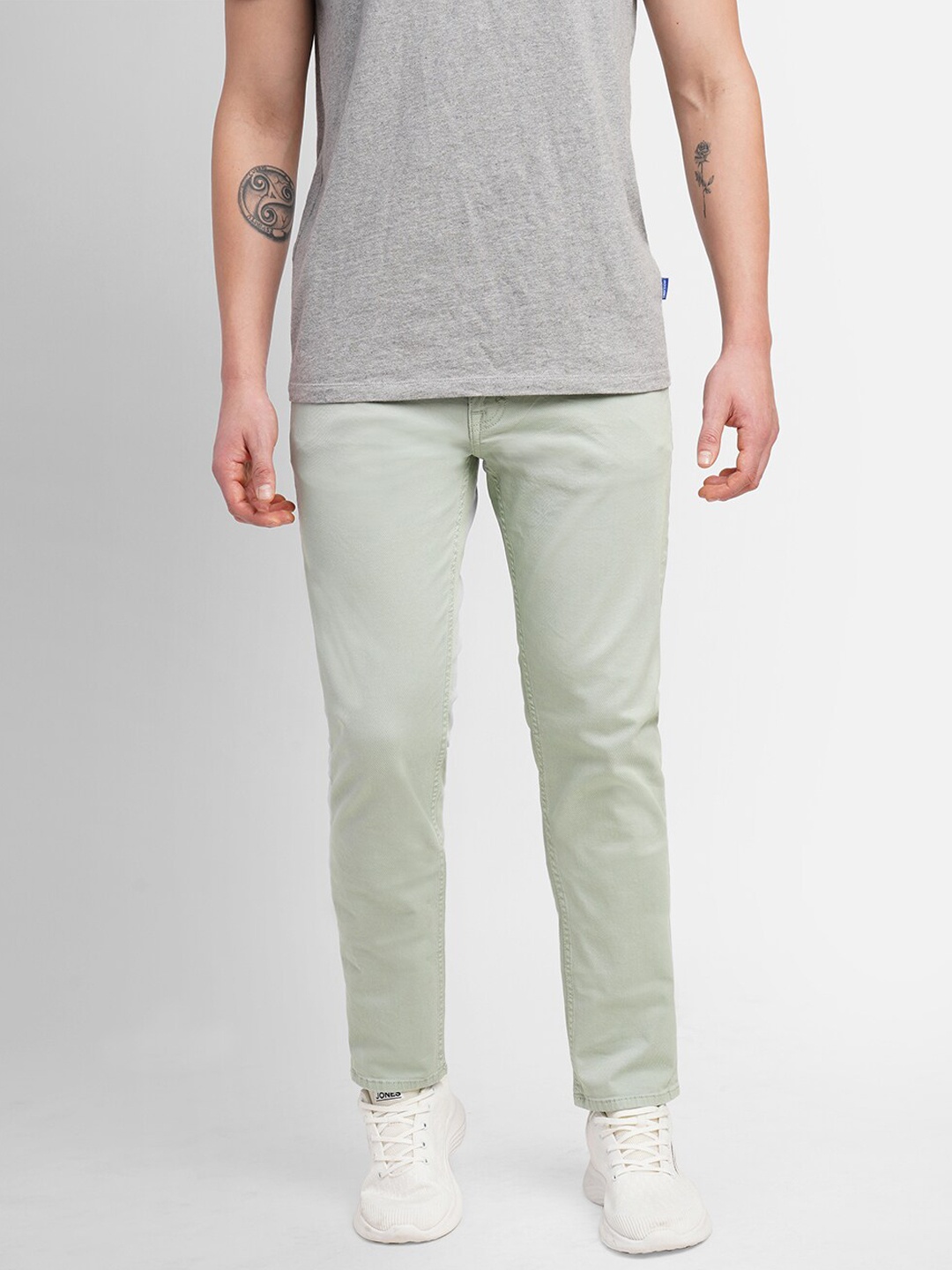 

Jack & Jones Men Mid Rise Slim Fit Trousers, Green