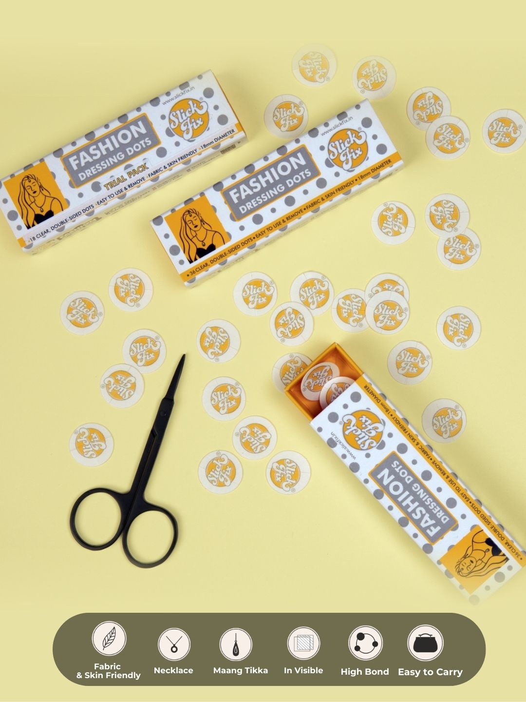 

SLICKFIX 18 Pcs Dressing Dots Tape, Transparent