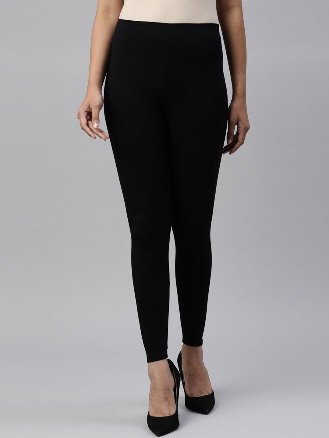 

TWIN BIRDS Women Solid Super Stretch Bamboo Cotton Ankle Length Leggings, Black