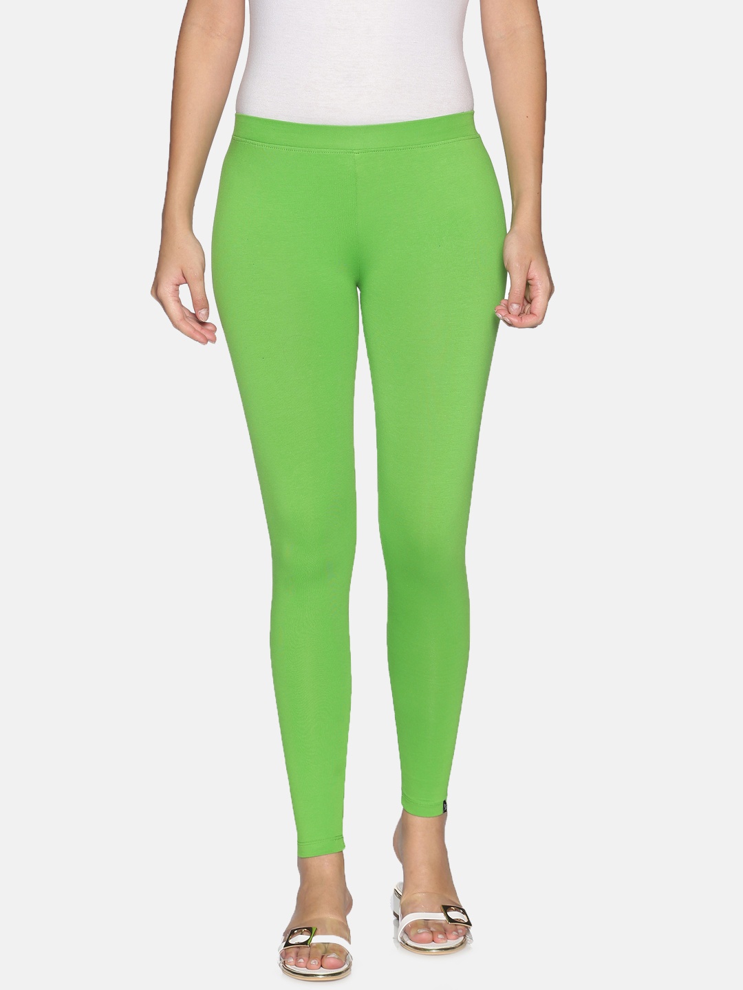 

TWIN BIRDS Women Solid Super Stretch Cotton Ankle Length Leggings, Green