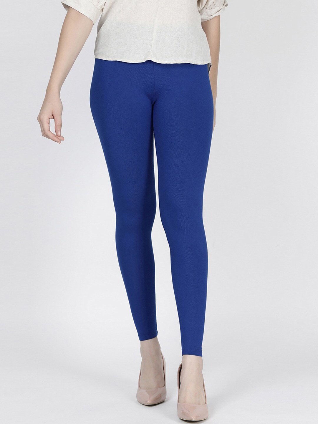 

TWIN BIRDS Women Solid Super Stretch Viscose Ankle Length Leggings, Blue
