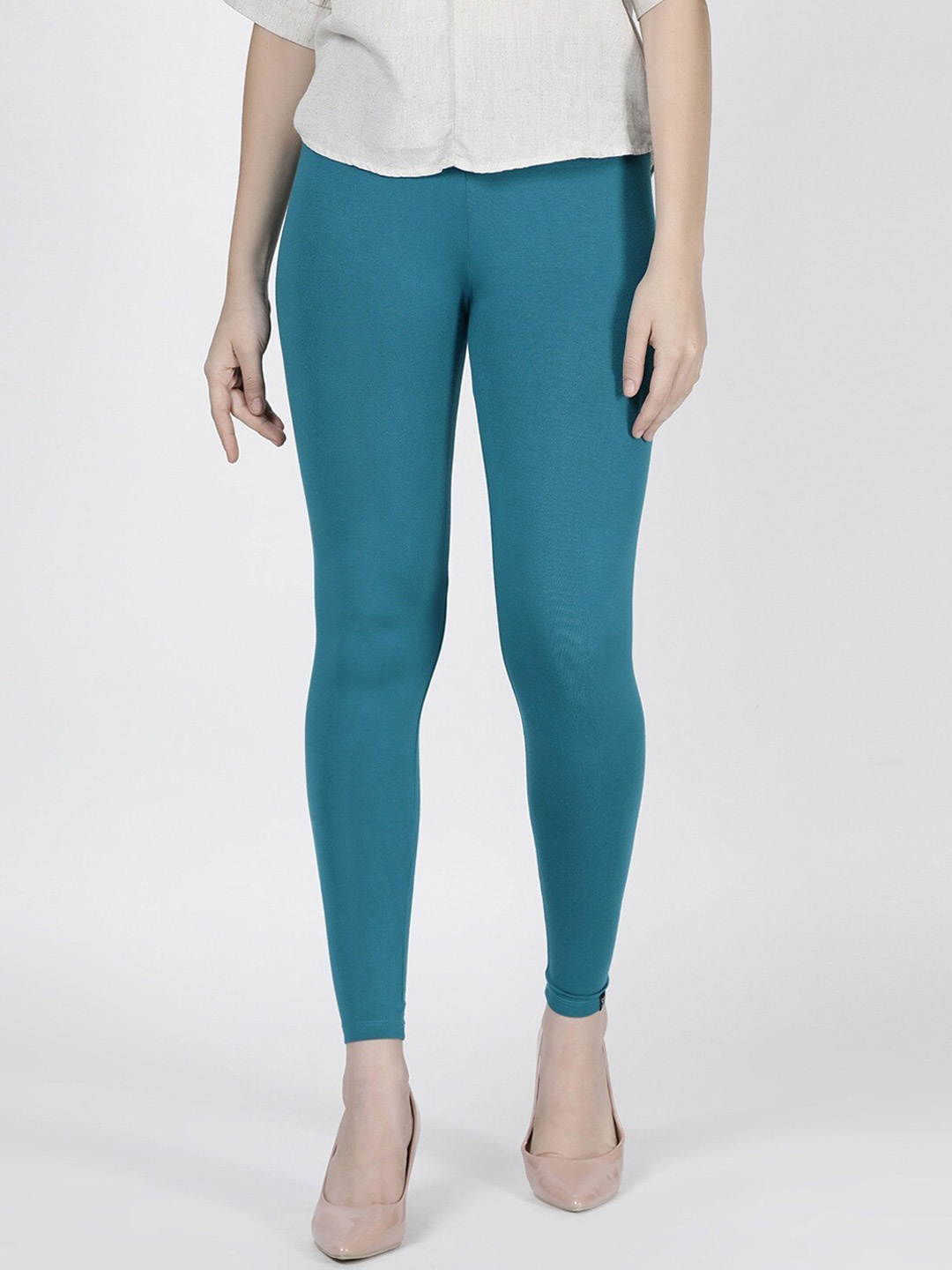 

TWIN BIRDS Women Solid Super Stretch Viscose Ankle Length Leggings, Teal