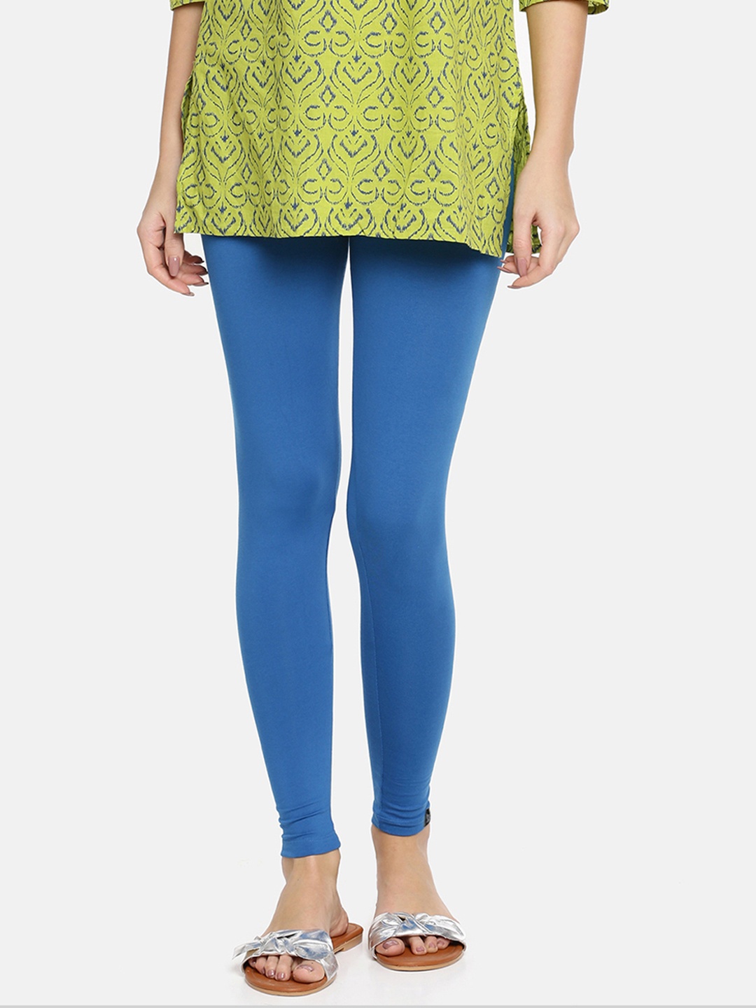 

TWIN BIRDS Women Solid Super Stretch Cotton Ankle Length Leggings, Blue