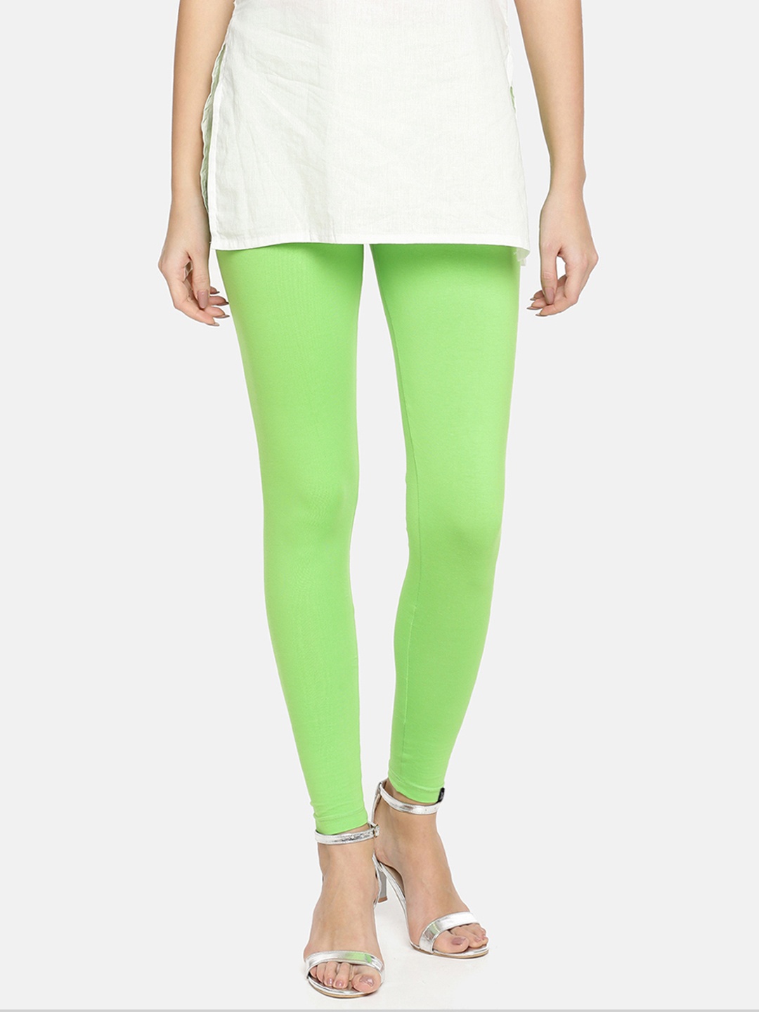 

TWIN BIRDS Women Solid Super Stretch Cotton Ankle Length Leggings, Green