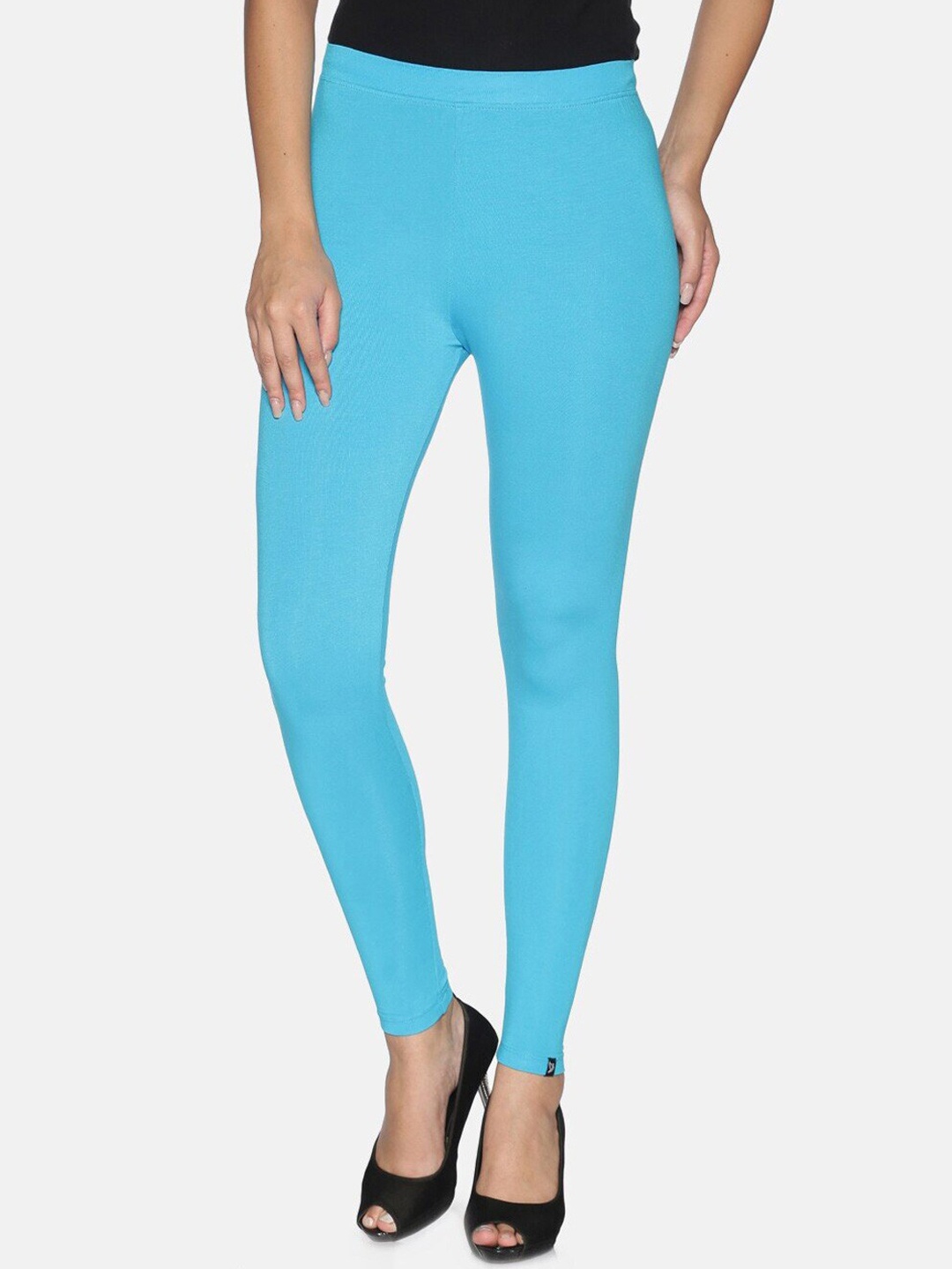 

TWIN BIRDS Women Solid Super Stretch Viscose Ankle Length Leggings, Blue