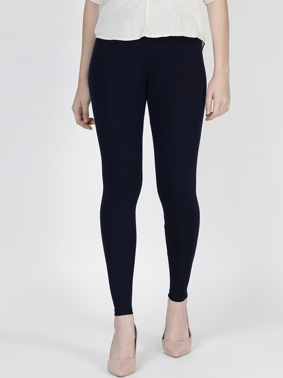 

TWIN BIRDS Women Solid Super Stretch Viscose Ankle Length Leggings, Navy blue