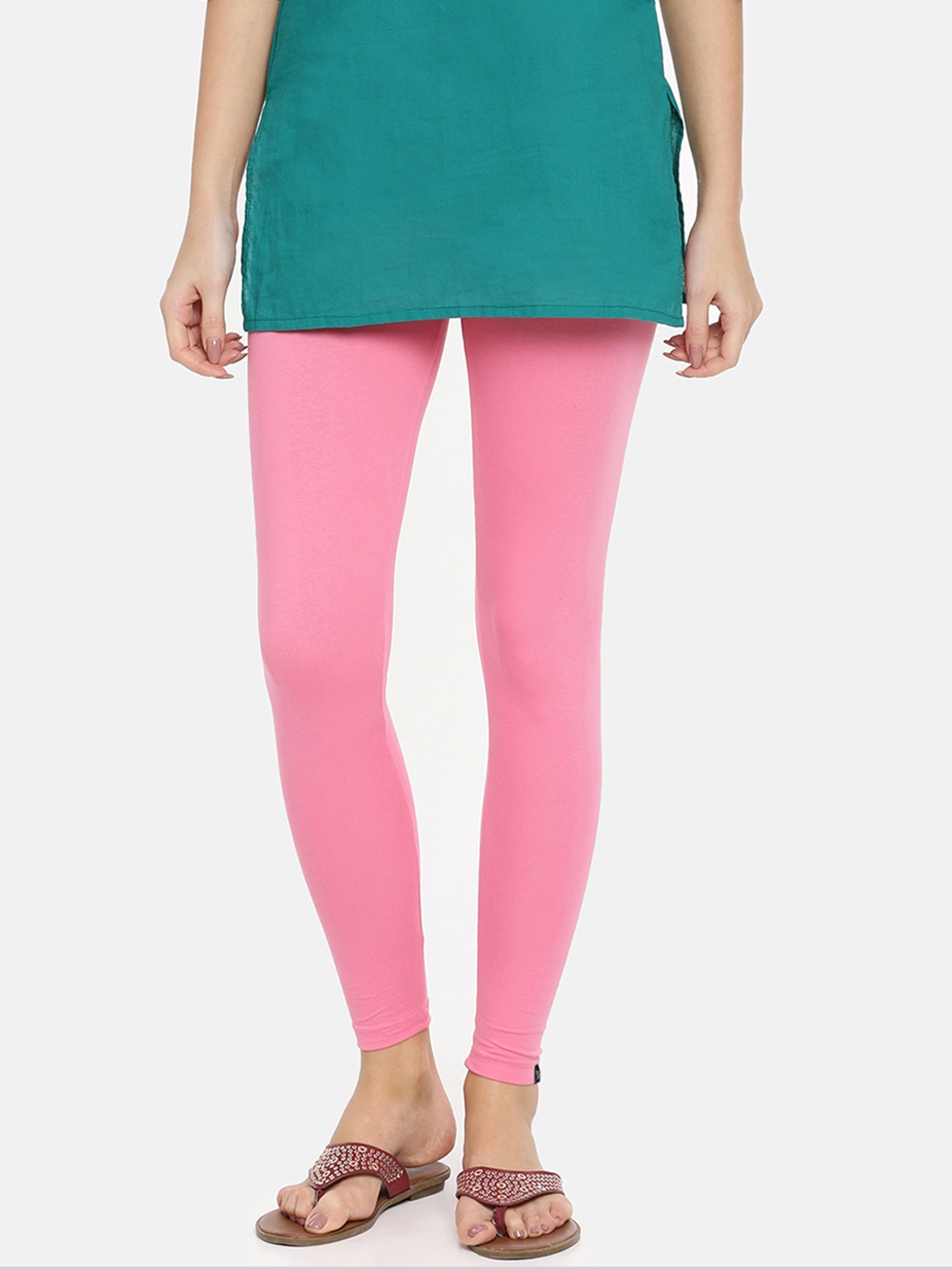 

TWIN BIRDS Women Solid Super Stretch Cotton Ankle Length Leggings, Pink