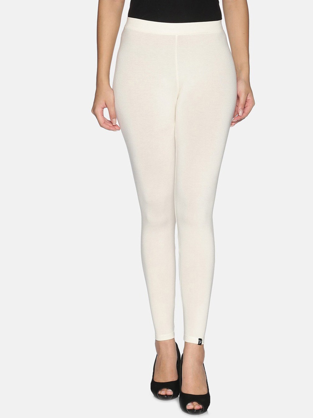 

TWIN BIRDS Women Solid Super Stretch Viscose Ankle Length Leggings, Off white