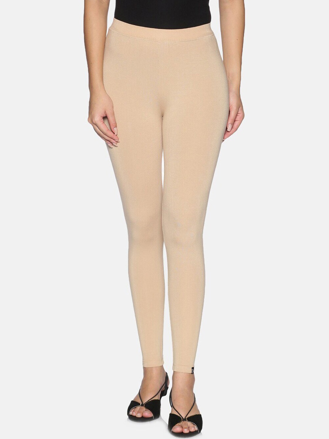 

TWIN BIRDS Women Solid Super Stretch Viscose Ankle Length Leggings, Beige