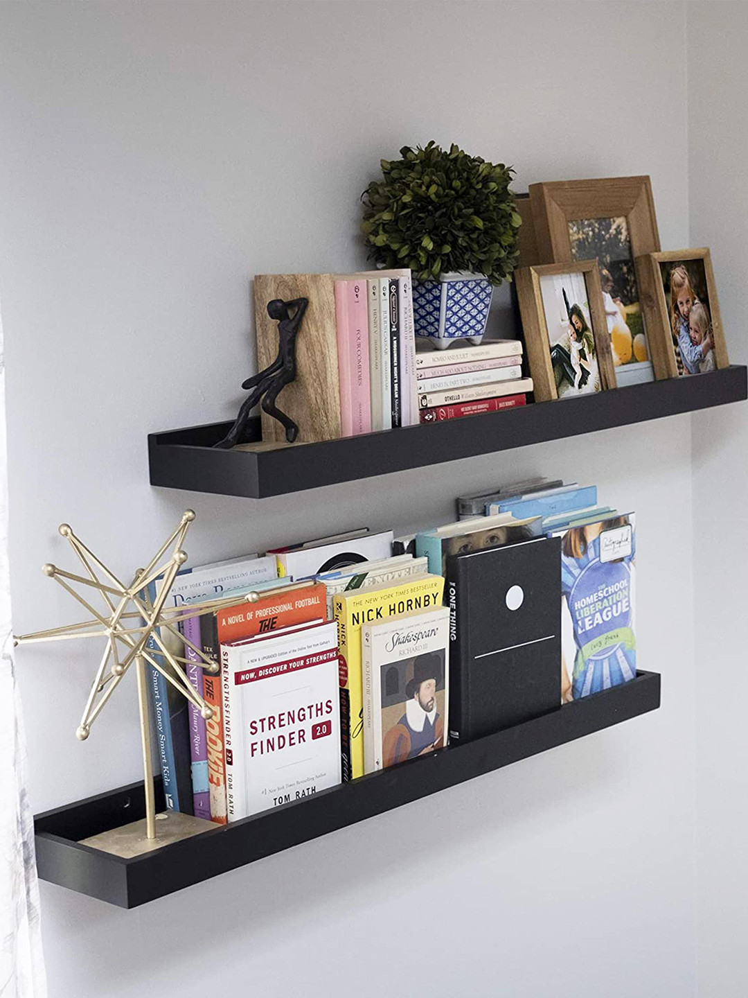 

Home Sparkle Black 2 Pieces MDF Floating Book Shelves