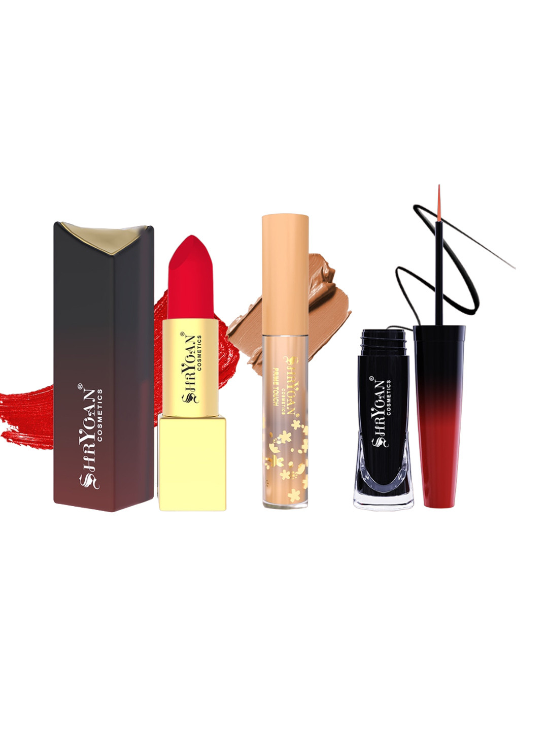 

SHRYOAN Set Of 3 Liquid Concealer With Matte Lipstick & Waterproof Eyeliner, Multi