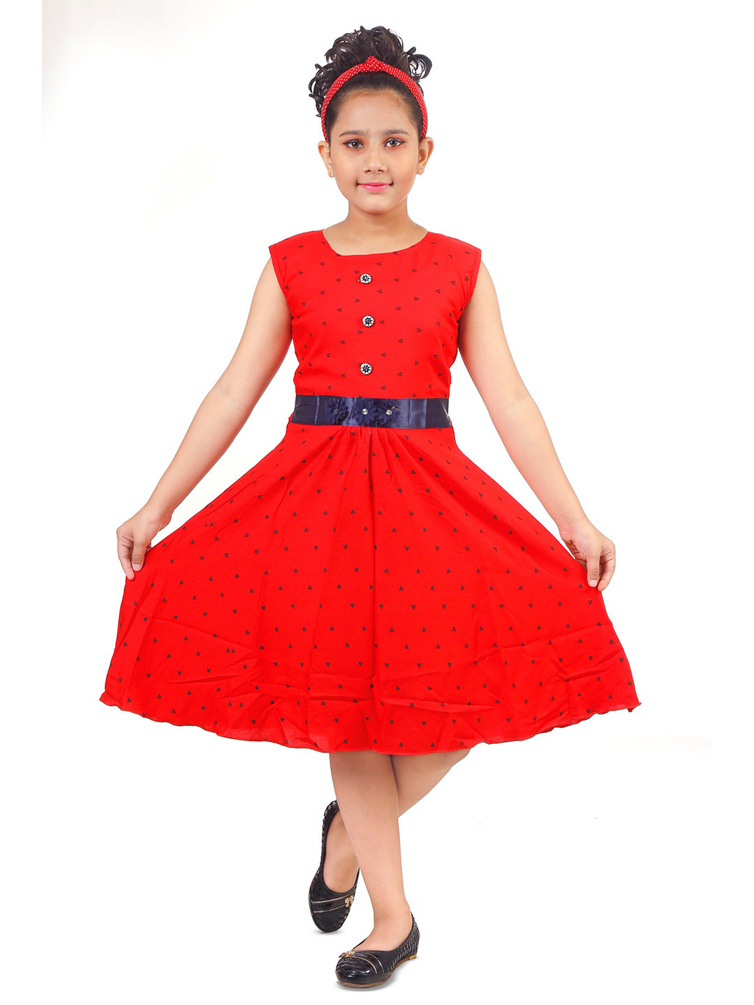 

BAESD Girls Conversational Print Fit & Flare Dress, Red