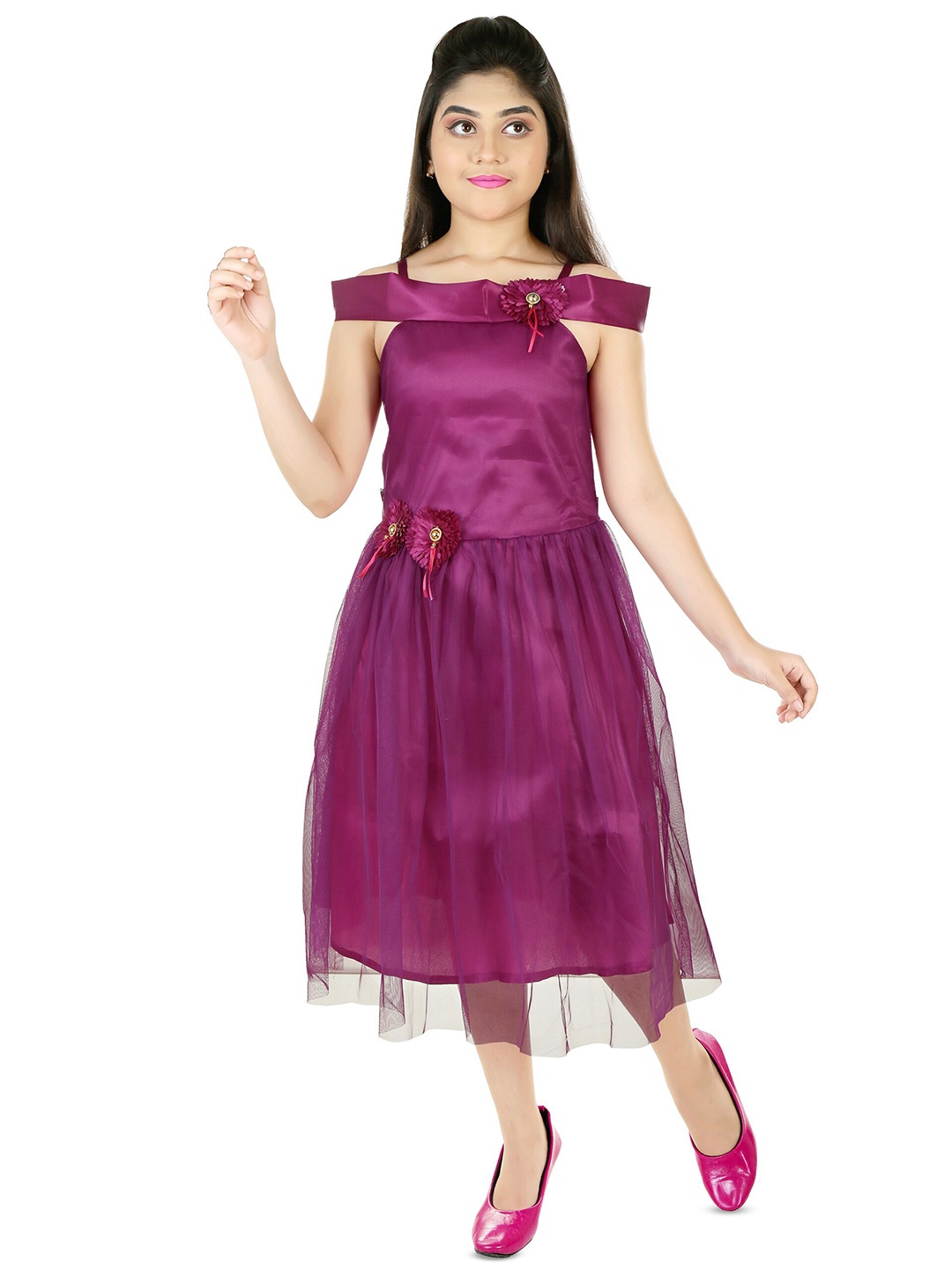 

BAESD Shoulder Straps Fit & Flare Midi Dress, Purple