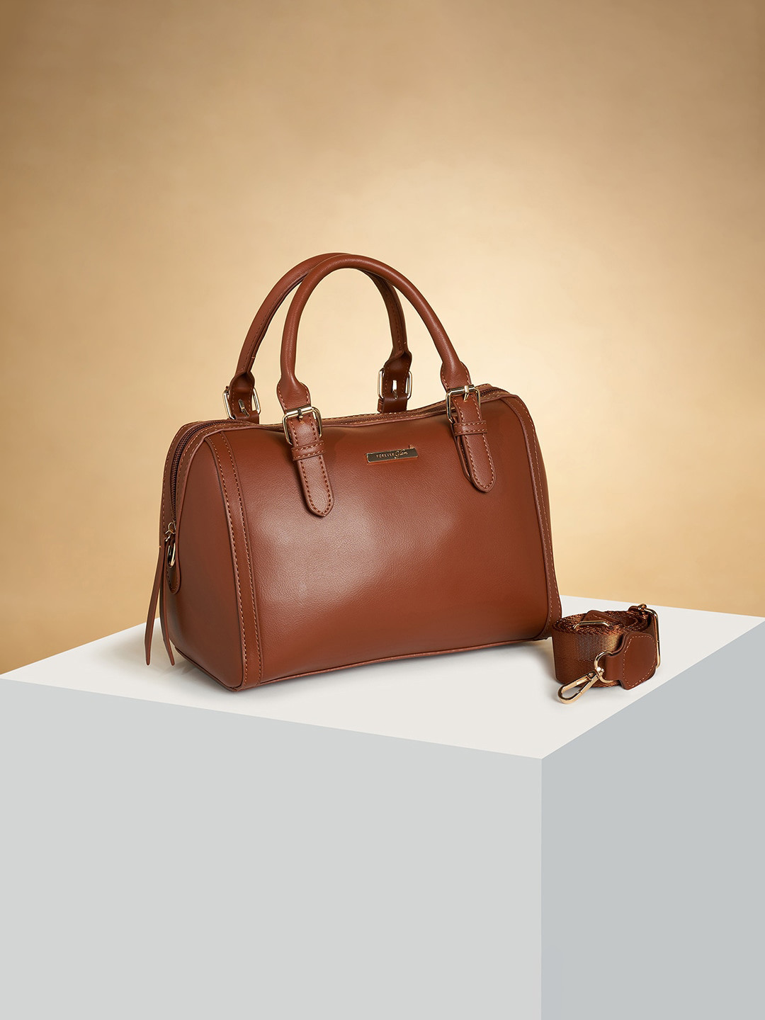 

Forever Glam by Pantaloons Structured Handheld Bag, Tan