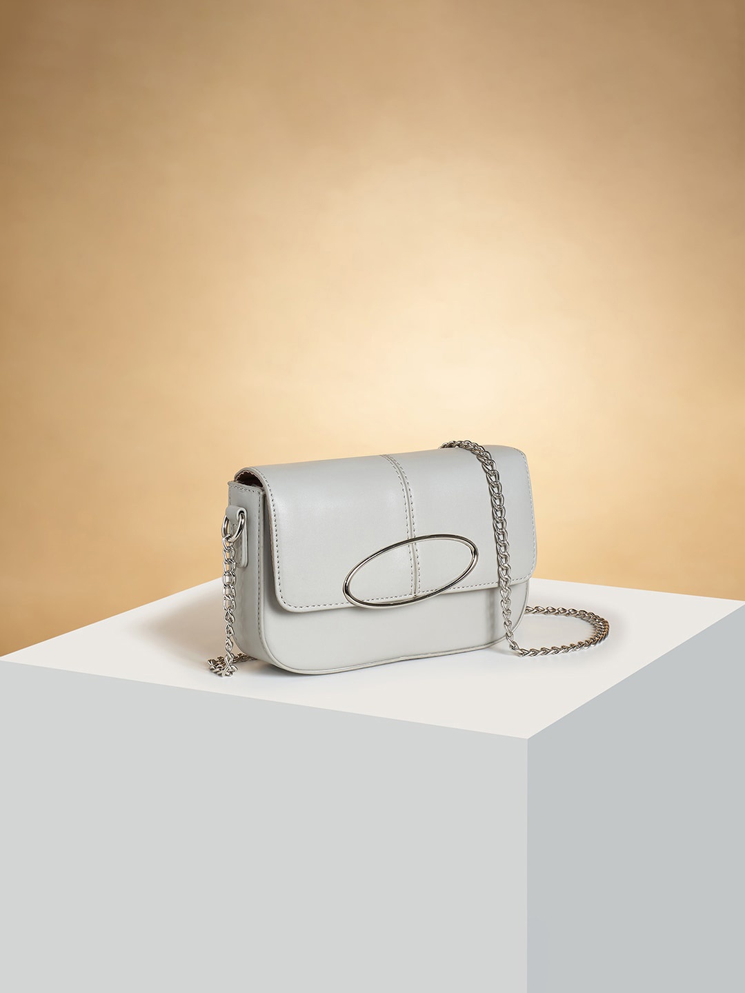 

Forever Glam by Pantaloons Structured Sling Bag, Grey