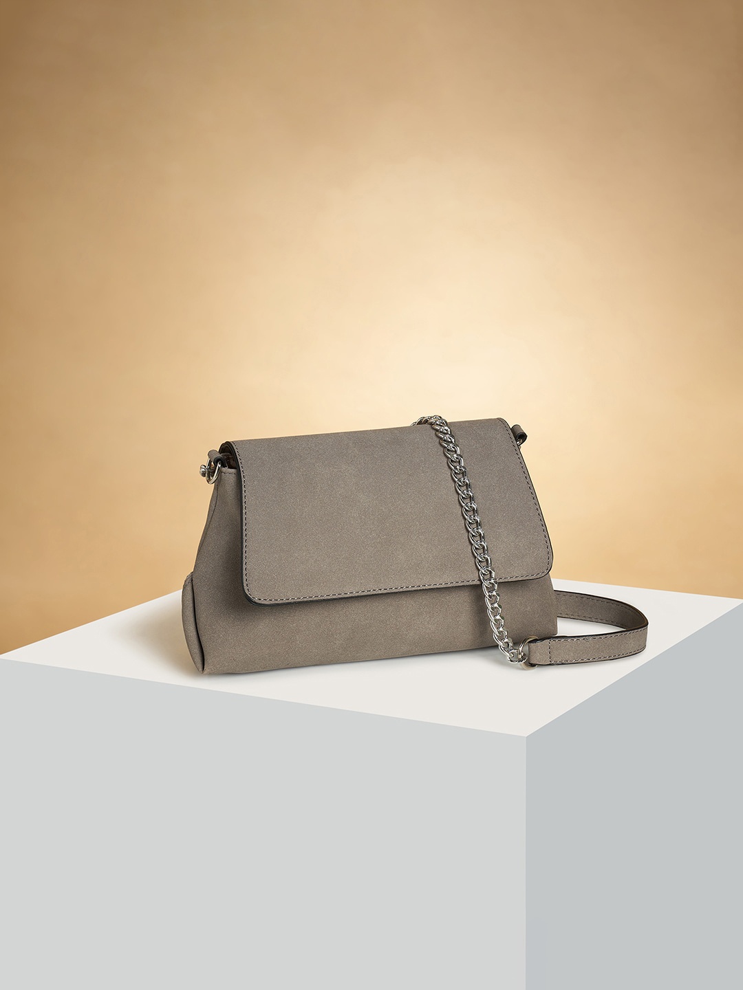 

Forever Glam by Pantaloons Structured Sling Bag, Grey